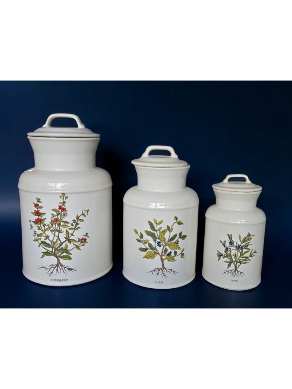 MCCOY Milk Jug Canister Set - Rosemary Laurel Thyme herb theme - floral Kitchen